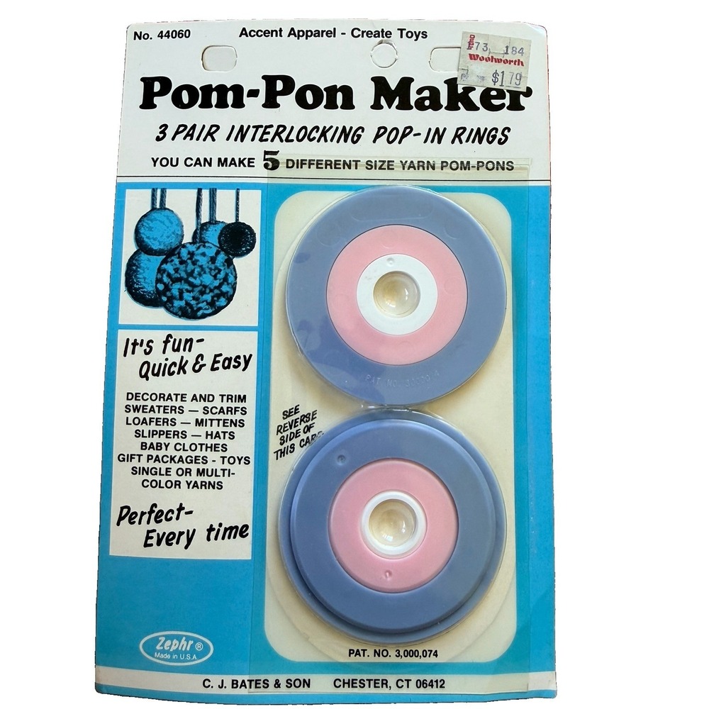 Vintage Pom-Pom Maker CJ Bates NOS sealed